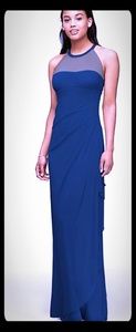 Long Mesh Dress with Illusion Neckline
